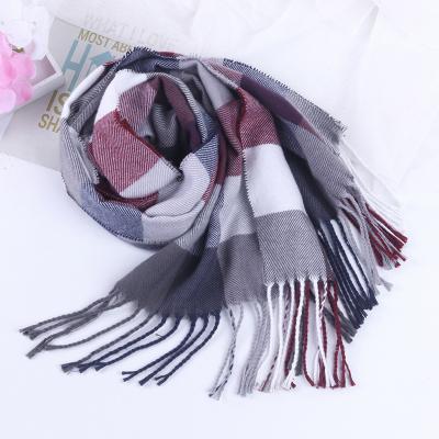 China Custom Cashmere Women's Cashmere Scarf Winter Warm Plaid Scarf And Man Scarves for sale