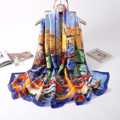 China Custom Square Scarf Women Silk Hijab Scarf Fashion Silk Scarf for sale