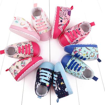 China Newborn Baby Toddler Baby Shoes Breathable Cute Cartoon Print Comfortable Soft Flat Shoes for sale