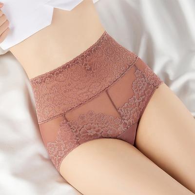 China Antibacterial high waist lace panties women sexy no traces belly belly belt gather big size small belly millimeter factory wholesale for sale