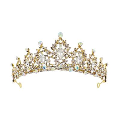 China Alloy+ Rhinestones Wholesale Customized Blue Gemstones Tiara Crown Princess Birthday Girls Crown Tiara for sale