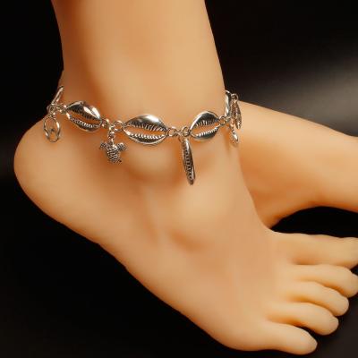 China 2022 Designs Metal Shell Turtle And Starfish Charm Beach Wear Nickel Free Anklet For Woman for sale