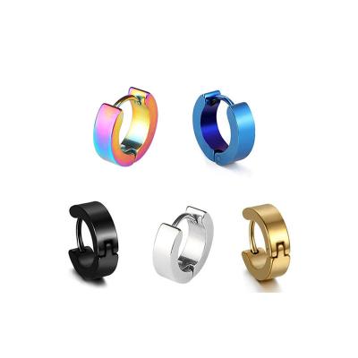 China Fashion stainless steel circle nickel free earrings 5 ​​colors anti allergy earrings for man and lady for sale