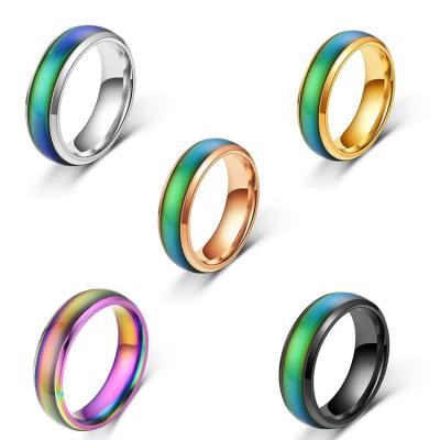 China Fashion Feeling Mood Rings Nickel Free Titanium Temperature Emotion Engagement Rings Couple for sale