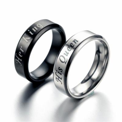 China Wholesale 316L Nickel Free Romantic Couple Rings Her King Her Queen Rings Valentine's Day Rings for sale