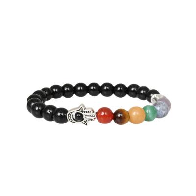 China TRENDY Crystal Agate 8mm Beaded Bracelet 7 Chakras Yoga Energy Bracelet for sale