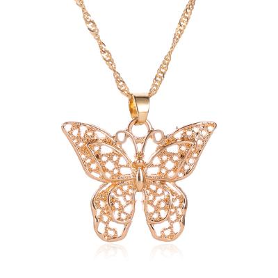 China FASHIONABLE High Quality Gold Chain Butterfly Chunky Necklace Jewelry Water Wave Pendant Necklace For Woman for sale