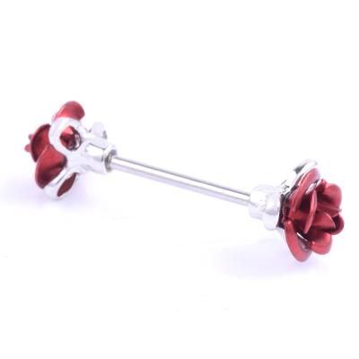 China Wholesale Anti Allergy Nickel Free Titanium Piercing Jewelry Rose Flower Angel Wings And Crystal Cat Barbell Mini Nipple Ring For Woman for sale