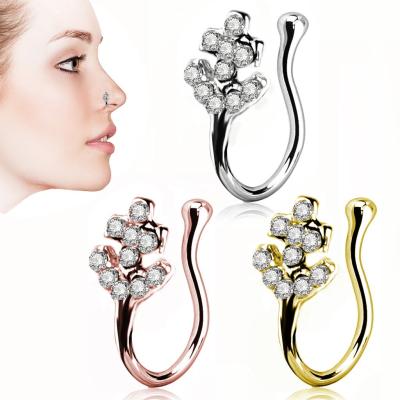 China 2021 Nickel Free New Style Pirate Ship Anchor Nose Ring Anti Allergy Stainless Steel Punk Crystal Cross Nose Ring for sale