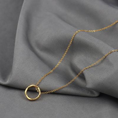 China New Fashion Jewelry Nickel Free Gold Plated 925 Sterling Silver Circle Ring Pendant Necklace for sale