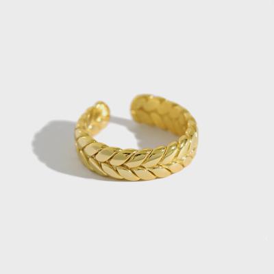 China Trendy New Statistical Ins Nickel Free Simple Gold Plated Twist Ring S925 Sterling Silver Twist Open Ring For Women for sale