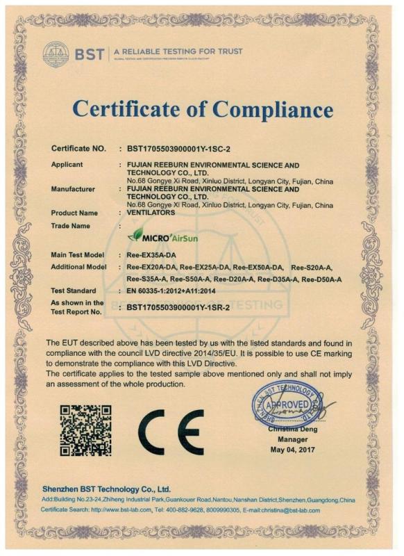 CE - Fujian Reeburn Environmental Science And Technology Co., Ltd.