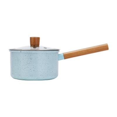 China Blue Carbon Steel Pan Emerald Sauce Milk Sustainable Nonstick Pot Cooking For Kitchen for sale