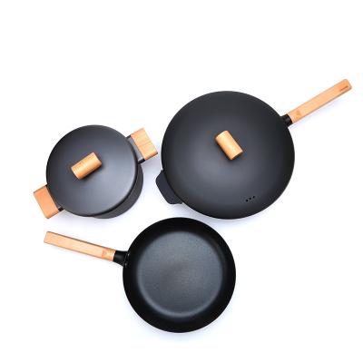 China Sustainable Kitchenware Set Non Stick Black High Quality Cookware Set Kitchenware for sale