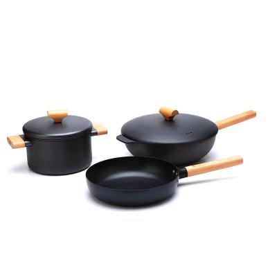 China Sustainable high quality carbon steel non-stick cookware 3 pieces sets kitchenware set for sale