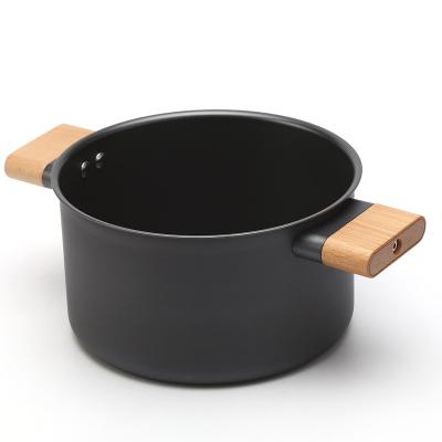 China Carbon Steel Soup Pot Non-Stick Double Eared Stock Pot Sustainable Coating Home Care for sale