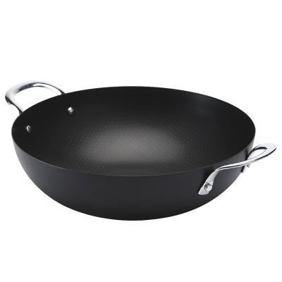 China Outdoor Sustainable Restaurant Round Carbon Steel Two Handles Non Stick Saucepot for sale