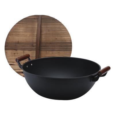 China Non Stick Sustainable Carbon Steel Cookware Saucepot Black Frying Pan Saucepan for sale