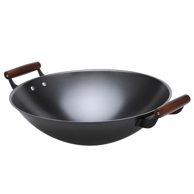 China Sustainable Kitchen Restaurant Outdoor Round Carbon Steel Two Handles Non Stick Saucepot for sale