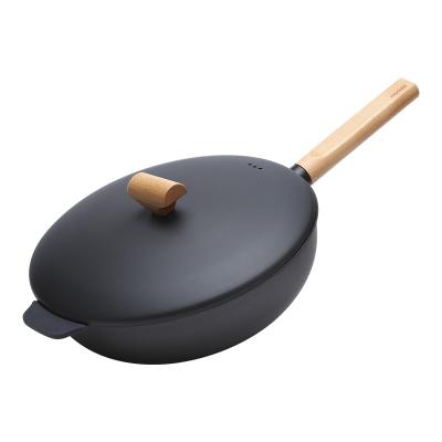 China Sustainable Chinese Pan Traditional Hand Grip Carbon Steel POW Wok Casserole for sale