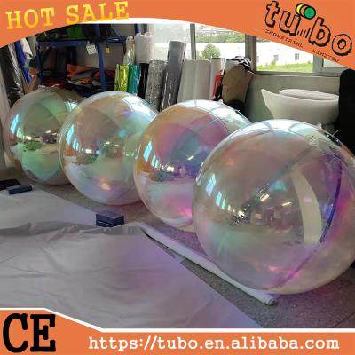 China Hot Sale Party 1m Large Silver Christmas Ball Inflatable Hanging PVC Mirror Balloon Red Mirror /inflatable For Event for sale