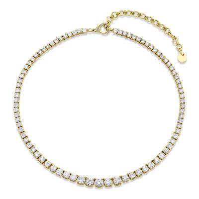 China Fashion Jewelry CZ 14K Gold Tennis Choker Necklace Women Gift TRENDY Chain Necklace Brass Necklace for sale