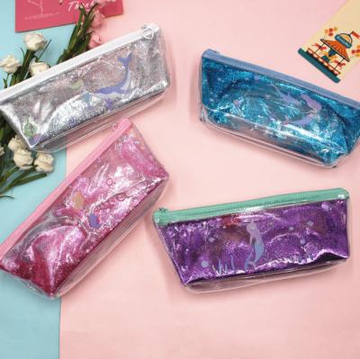 China Schools & Offices Han Edition Cartoon Mermaid Oil In Quicksand Stereo Students Receive Stationery Pen Bag, Office Supplies PVC Bag for sale