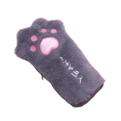 China Schools & Offices Han Edition Central Institute of Statistics Web Celebrity Cute Furry PAWS Bags Large Capacity Bags Cat Paw Pen Bag Students Stationery for sale