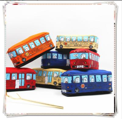 China Schools & South Korean creative office students stationery small bus bag men's and women's canvas bag bus animal pencil-box pencil case for sale