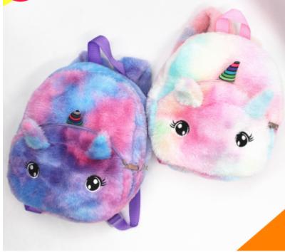 China Woolen fabric with cute new cartoon plush backpack children's nap kindergarten bag men and women unicorn soft border big eyes for sale