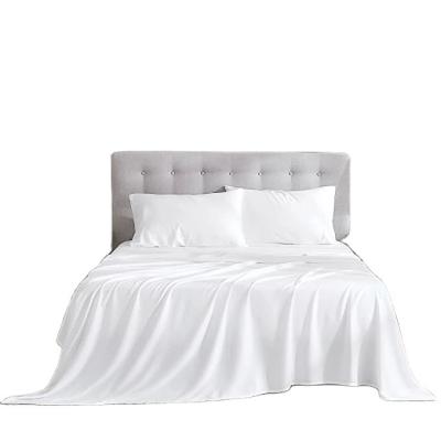 China Sustainable Bamboo Fitted Hotel Wholesale White King Size Flat Bedding Set for sale