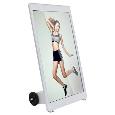 China 43 Inch Indoor White Battery Operated Portable Digital Signage LCD Advertising Display for sale