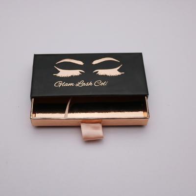 China Recycled Materials Mixed Color Matte Black Sliding Drawer Strip Eyelash Box for sale