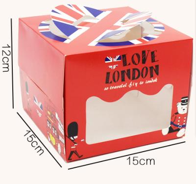 China Reused materials 4 inch British Korean circus theme birthday cake box, western box, portable mousse western box for sale