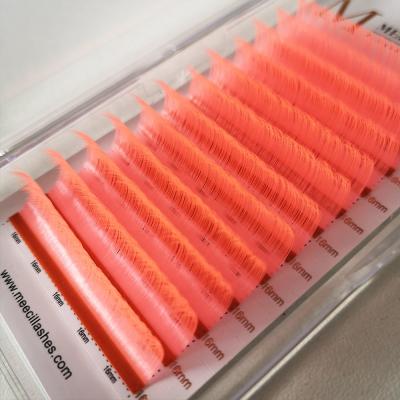 China Natural Neon Long Lashes Yellow 0.10 0.07 Individual Eyelash Extension Easy Fanning Lashes Neon Lashes for sale