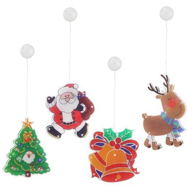 China Outdoor Indoor Decoration LED Christmas Sucker Lights Santa Snowman Shape Window Stickers Hanging Lights Festive Sucker Christmas Decoration Lights for sale