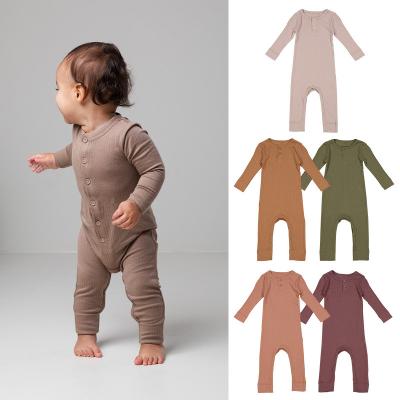 China Spandex/Cotton 1Pcs Private Label RTS Spring Autumn Newborn Infant Toddler Boys Girls Clothes Long Sleeve Modal Baby Overalls for sale