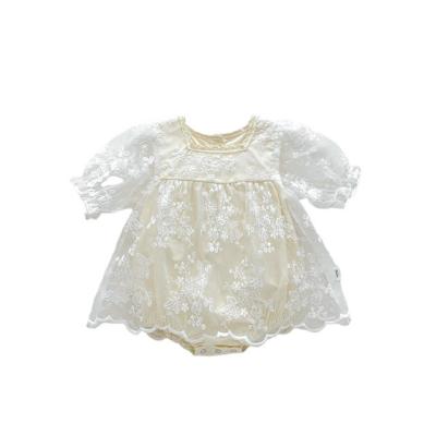 China Spandex/Cotton 1Pcs Private Label RTS Summer Newborn Infant Toddler Clothes Floral Tulle Babies Jumpsuit for sale