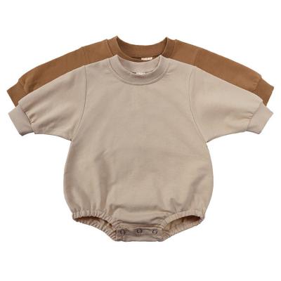 China 100% Cotton 1Pcs Personalized Logo Spring Autumn Newborn Infant Long Sleeve Bubble Baby Sweatshirt Romper for sale