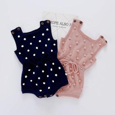 China Custom 100%Cotton Spandex Label/Cotton 1Pcs Spring Sleeveless Floral Spot Custom Autumn Baby Girls Boys Bodysuit Knit Romper for sale