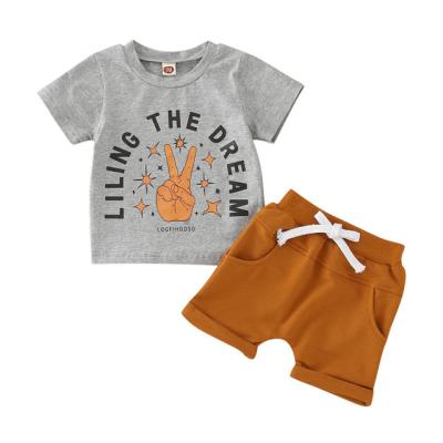 China 1Pcs Breathable Summer Toddler Private Label Infant Clothes Set Short Sleeve T-shirt Dreamy Pocket Baby Boy Short Outfits for sale