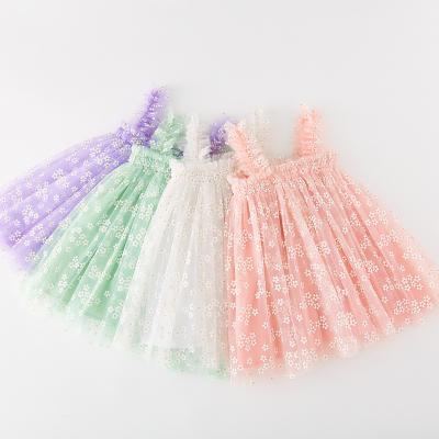 China Sleeveless Strap Gauze Skirt Tulle Princess Dresses 1Pcs Private Label Summer Infant Breathable Toddler For Girls for sale