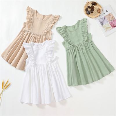 China 1Pcs Private Label Baby Kids Clothing Summer Breathable Sleeveless Canvas Dresses For Girls for sale