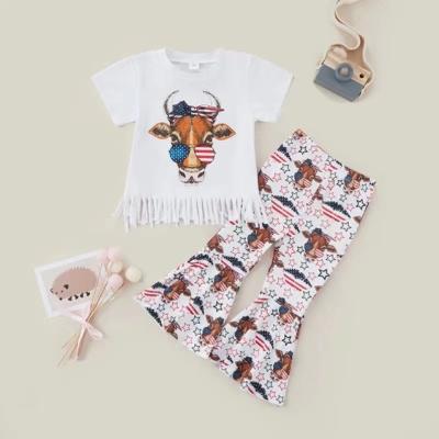 China 1Pcs Private Label RTS Summer Baby Casual Infant Clothes Tassels Cattle Girls Toddler Outfit for sale