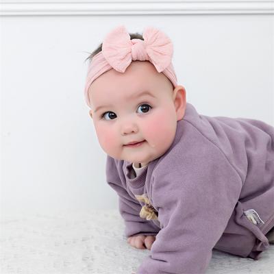 China Wholesale Fashion Toddler Baby Girls Hair Accessories Nylon Bow Newborn Infant Soft Knotted Headband for sale