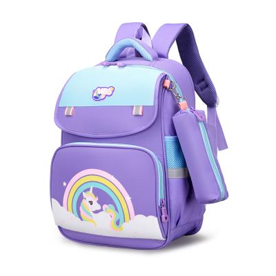 China Waterproof Children Travel Daily Large Capacity Schoolbag Cartoon Primary School Children Unicorn Set Reflective Soft Backpack for sale