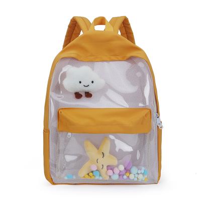 China Clear PVC candy color shoulder backpack AIE book student daypack cute casual girls waterproof wholesale school raincoats for sale