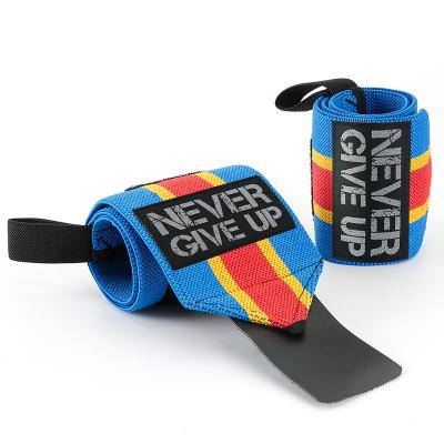 China Wear Resistant Ten Different Custom Logo Cotton Cross Shaping Powerlifting Weightlifting Gym Wrist Wraps for sale