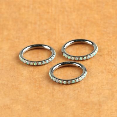 China Ring Jewelery ASTM F136 Romantic Titanium Hinged Segment Rings with a Circle of Opal Gem Stones Body Piercing Jewelry for sale