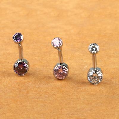 China High Quality Titanium Zircon Gem Crystal Body Piercing Jewelry Romantic Double Navel Jewelry ASTM F136 for sale